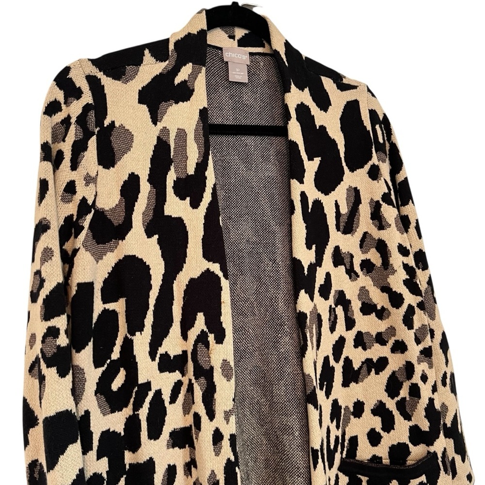 Chico's Black and Gold Metallic Cardigan - Picture 2 of 7